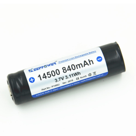 Keepower 14500 3,7 volt Li-Ion batteri 840 mAh med sikkerhetskretsløp